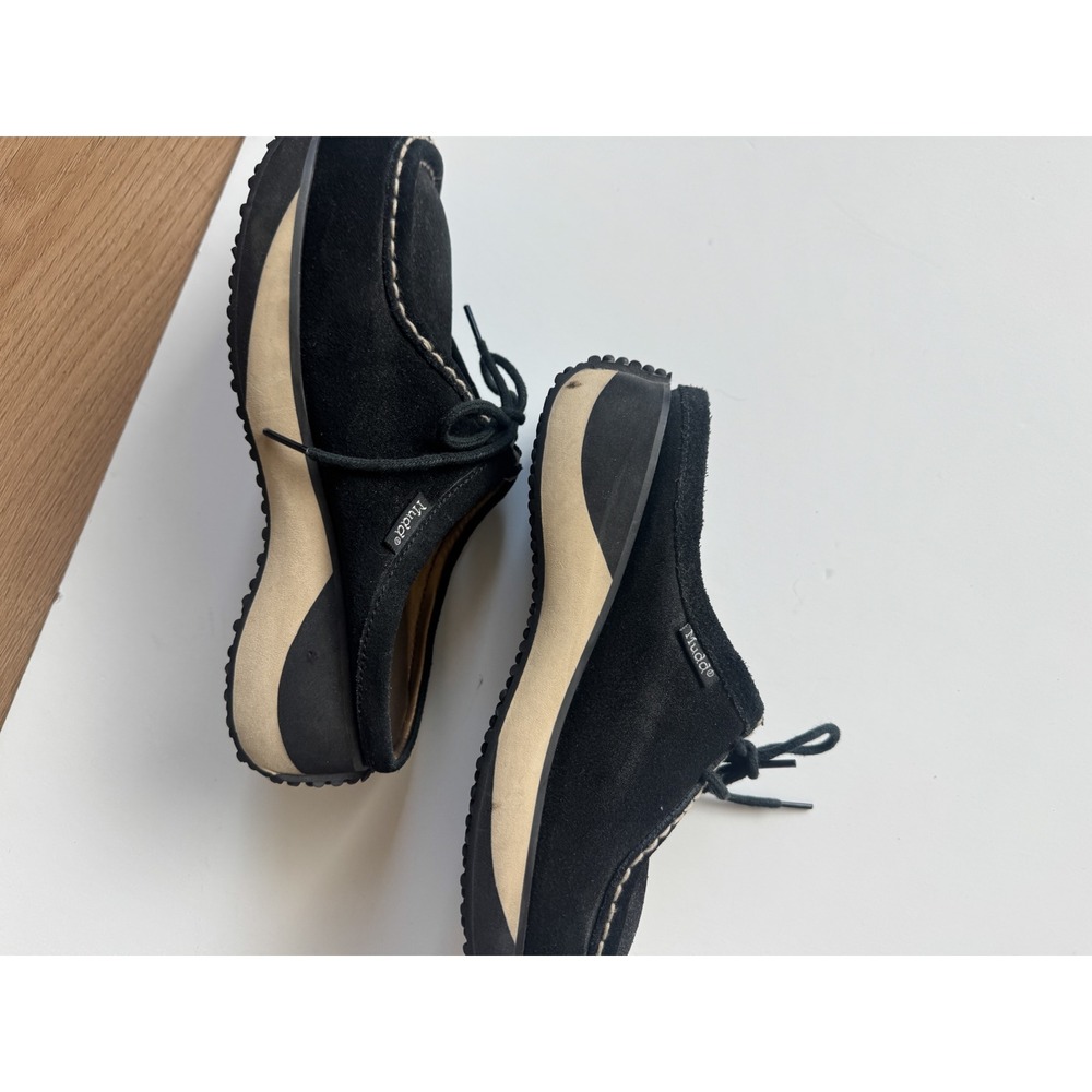 Mudd Vintage Black Suede Mules Moc Toe Lace Up Platform Shoes Womens 7.5 Y2K - Picture 5 of 11